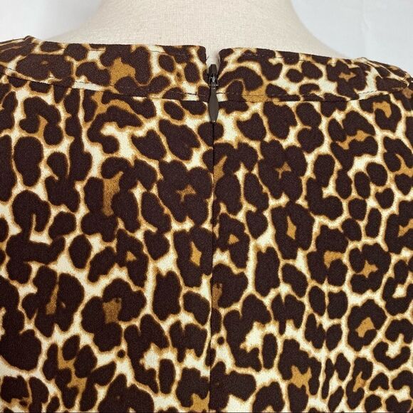 J Crew Factory Womens Leopard Print Dress Size 00 Long Sleeve Brown Tan - Picture 7 of 10
